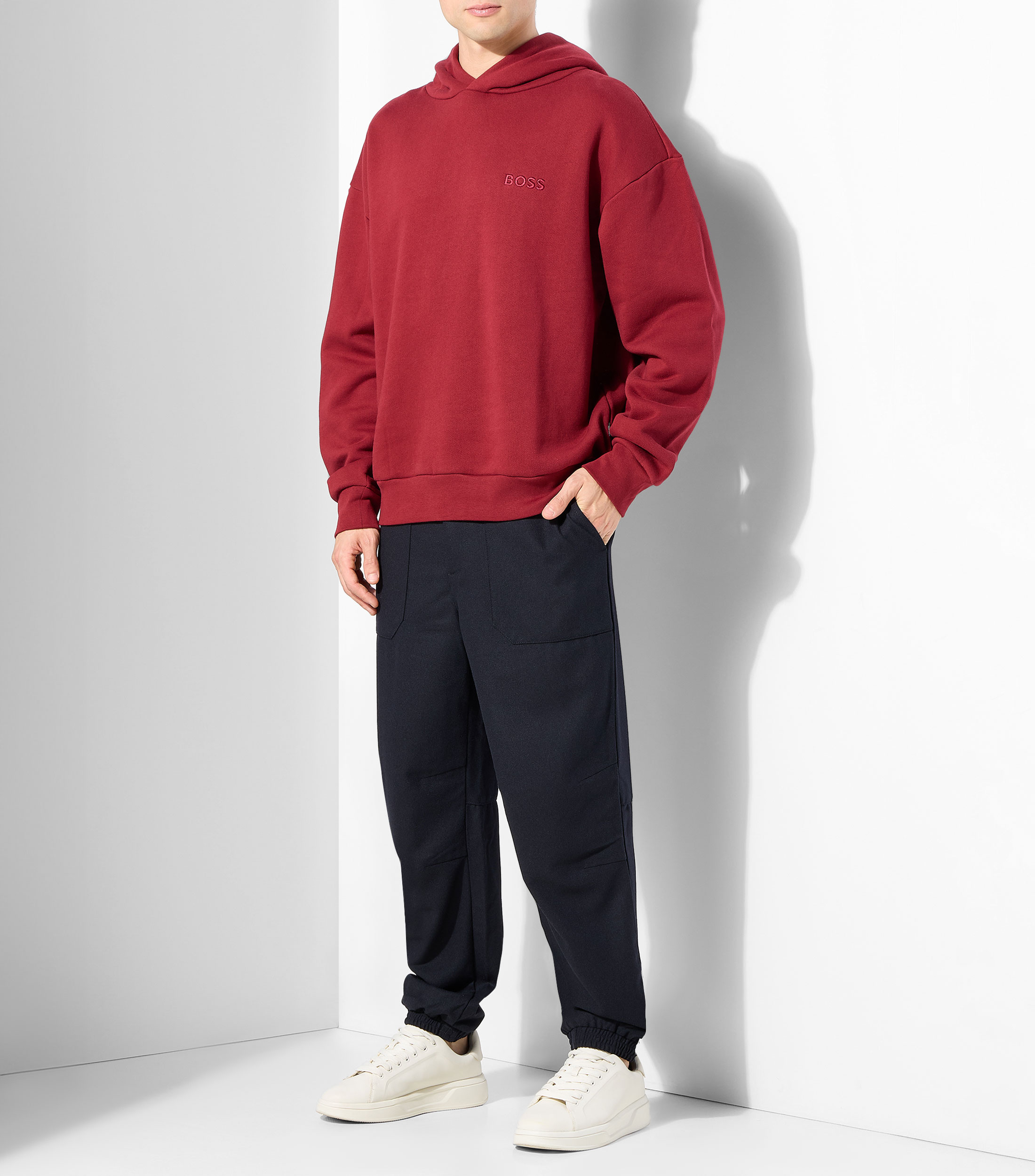 Sudadera con capucha de felpa de algodón con diseño Hombre